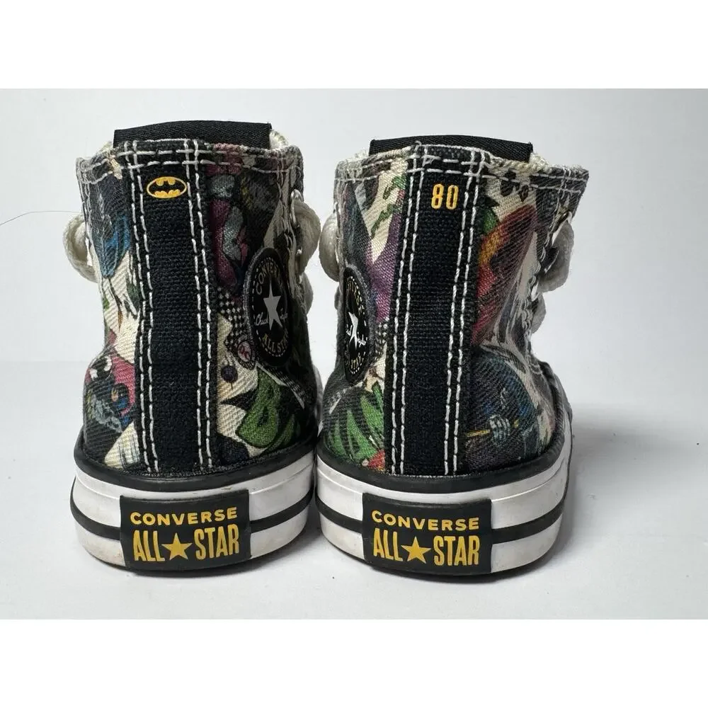 Converse Batman Toddler High Top Sneakers Size 4 Comic Print Shoes